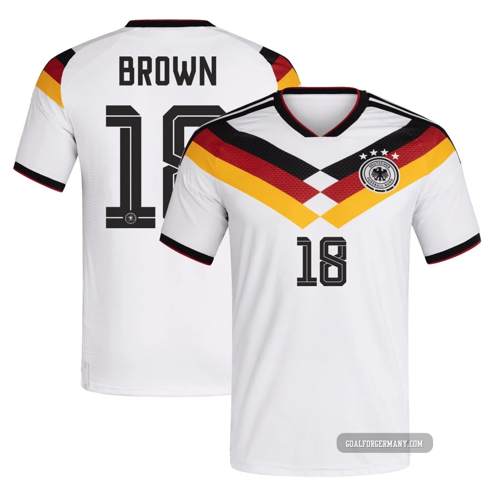 Nathaniel Brown ＃18 Germany National Team Authentic FIFA X World Cup 2026 Home On Field Soccer Jersey - Men's White