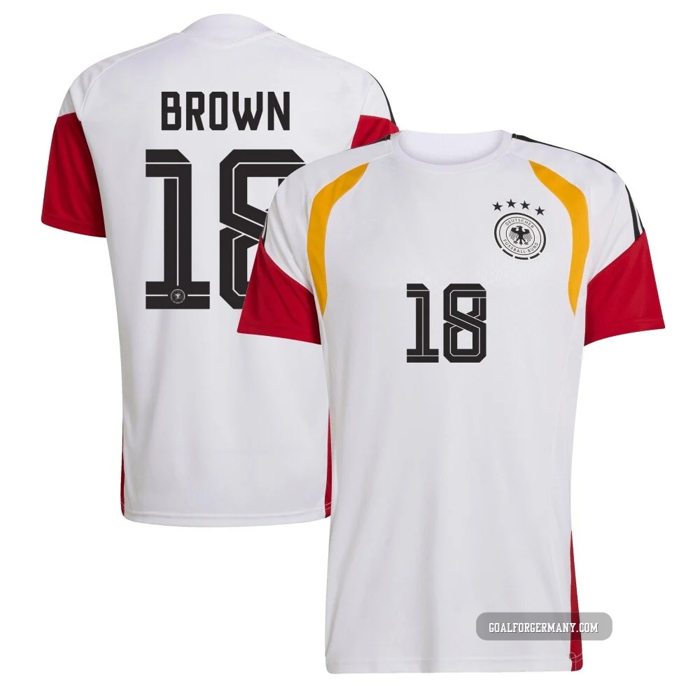 Nathaniel Brown ＃18 Germany National Team Replica FIFA X World Cup 2026 Tiro Away Training Soccer Jersey - Youth White